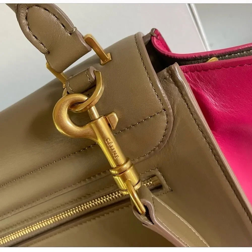 Celine Medium Bicolor pink/ Tan Leather Bag W/Shoulder Strap‎ NEW IN PKG - Picture 5 of 13